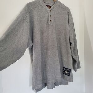 Vintage Abercrombie & Fitch Gray LS Henley Sweatshirt Men M The Big Shirt 90s
